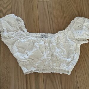White Eyelet Crop Top